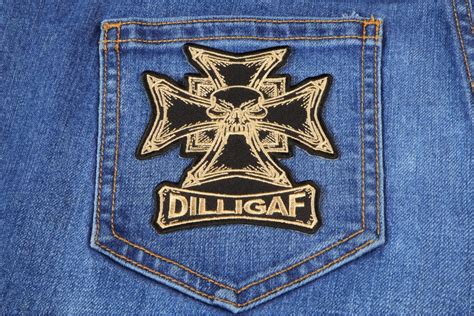 dilligaf skull biker patch dilligaf patches thecheapplace