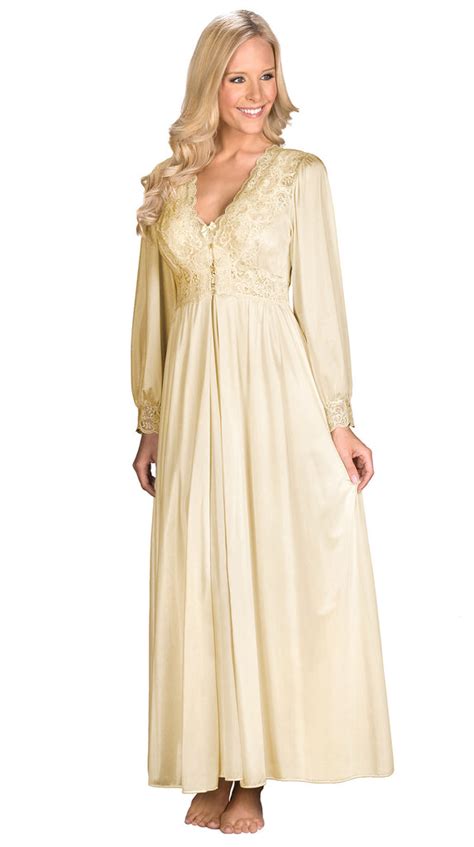 Shadowline Long Lace Bodice Button Down Robe Indulge Boutique