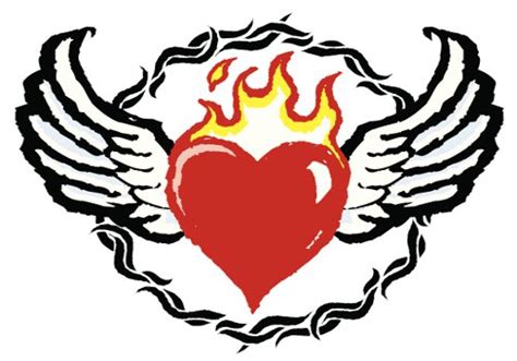 Heart With Flames Flaming Heart Tattoo Clipart Clipartix