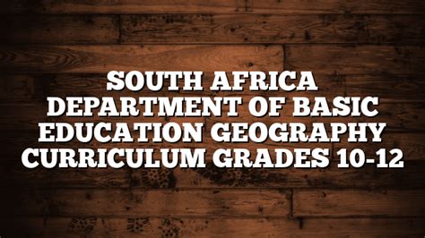 South Africa Department Of Basic Education