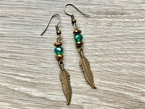 Feather Long Dangle Earrings Bohemian Style Jewellery Unusual Gift
