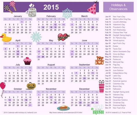 2015 Holiday Calendar Time For The Holidays