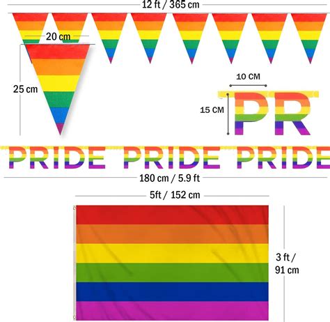 Akh Gay Pride Rainbow Flag Set 5x3ft Large Rainbow Flag 12ft