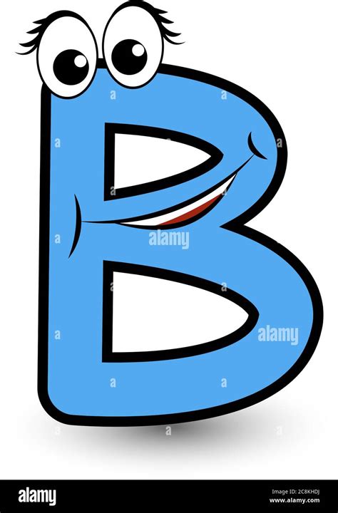 Funny Hand Drawn Cartoon Styled Font Colorful Letter B With Smiling