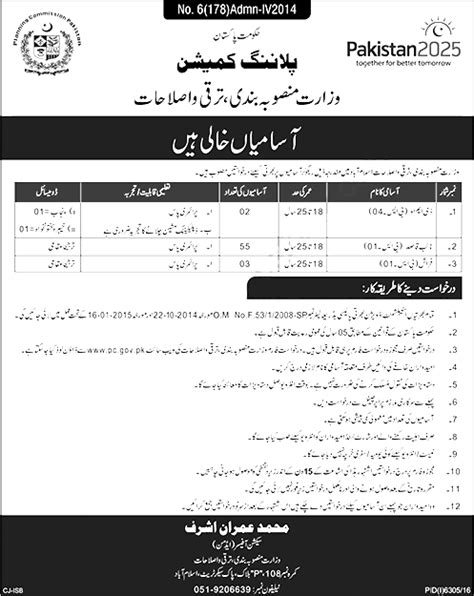 Govt Of Pakistan Ministry Of Planning And Development Islamabad Jobs