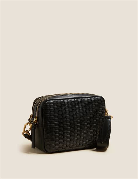 Leather Woven Cross Body Camera Bag Mands Dubai