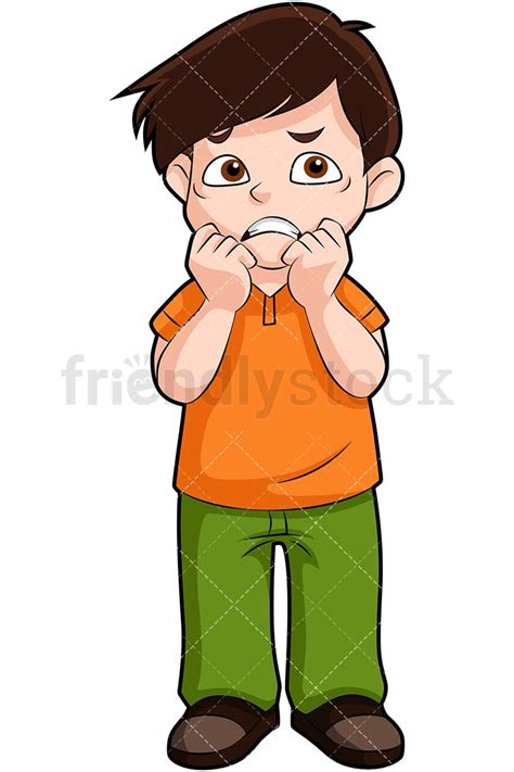 Anxious Little Boy Biting Nails Cartoon Vector Clipart Friendlystock