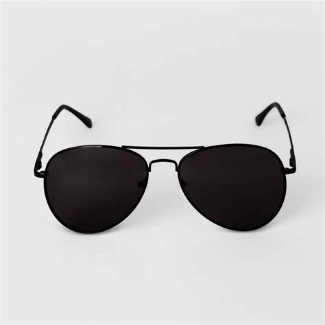 Men S Aviator Metal Sunglasses Goodfellow And Co™ Black In 2021 Black Aviator Sunglasses