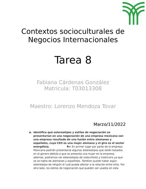 Fcg Tarea 8 Contextos Socioculturales Contextos Socioculturales De