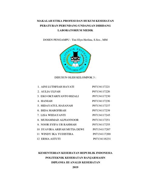 Ada banyak contoh surat pernyataan, yang terpenting dari sebuah surat pernyataan yakni mengenai isi dan tujuan dari isi surat tersebut. MAkalah Peraturan perundang-undangan kesehatan