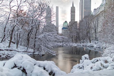 Hd Wallpaper United States New York Central Park Snow Lights
