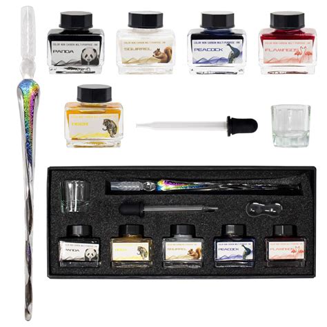 Buy Glass Dip Pen Set With Ink 5 Colours Glass Pen And Dip Pen Ink