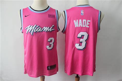 Youth Miami Heat 3 Dwyane Wade Pink 201819 Earned Edition Swingman