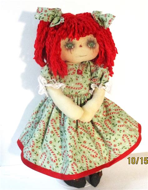 Prim Art Handmade Christmas Raggedy Ann Doll Joy Ann Stocking Candy