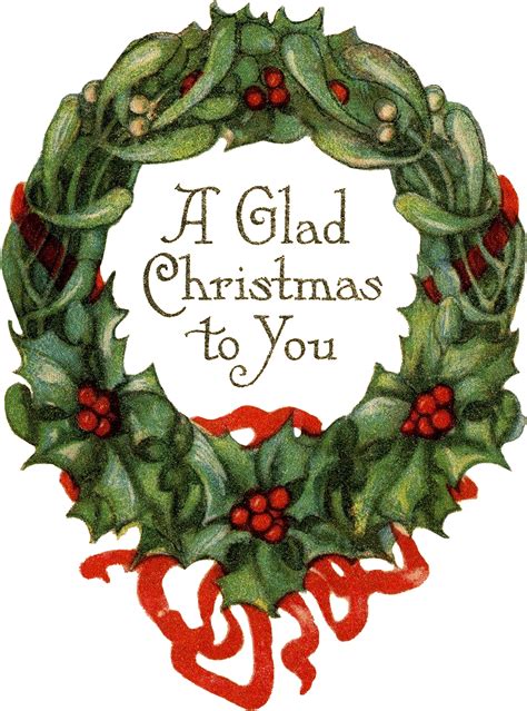 A Glad Christmas Wreath | Free christmas printables, Christmas wreaths, Vintage christmas images