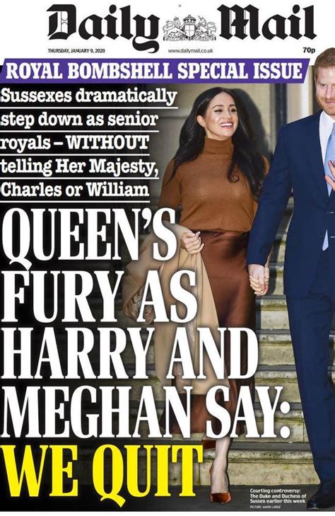 Newspaper Front Pages Cover Prince Harry And Meghan Markle Quitting