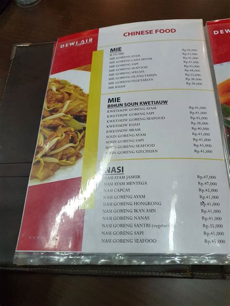 Carta Del Restaurante Dewi Air Resto Karaoke Karawang