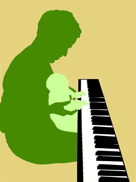 No duos with extremely lopsided screentime. A single image silhouette - Father and son playing piano ...