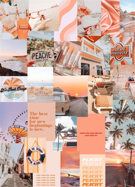 Peach Beach Photo Art Collage Pack Etsy In 2021 Wall Collage Photo