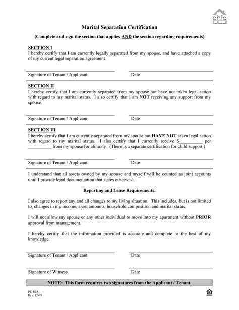 Legal Separation Agreement Template Sample Templates
