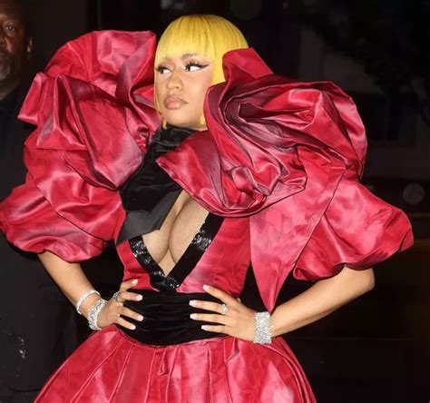 Nicki Minaj Makes A Statement In Outrageous Red Dress At Nyfw After Cardi B Brawl Mirror Online