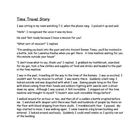 Time Traveller Story Gcse English Marked By