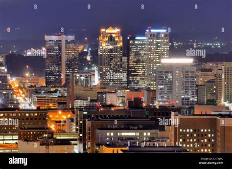 Downtown Skyline Of Birmingham Alabama Usa At Night Stock Photo Alamy