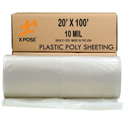 Poly Sheeting 20x100 Feet Heavy Duty 10 Mil Thick Plastic Tarp