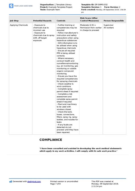 Chemical Handling Safe Work Method Statement Swms Hot Sex Picture