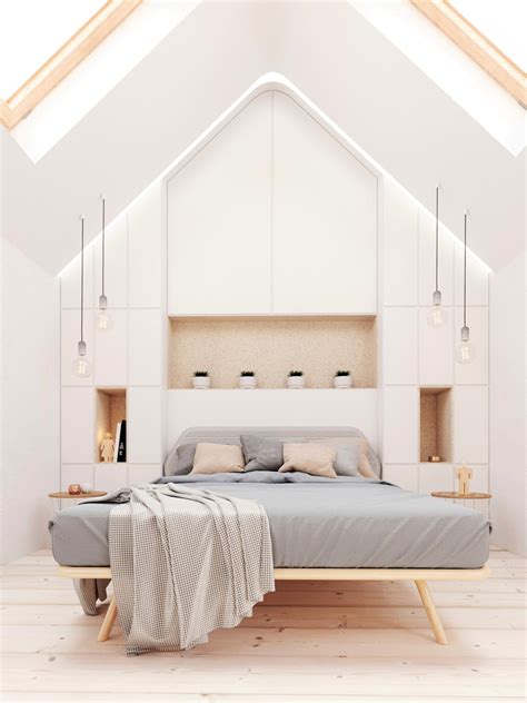 Minimalist Bedroom With Unique Ceiling Dsigners