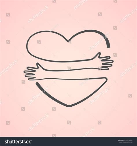 Heart Hand Embrace Vector Illustration Stock Vector Royalty Free