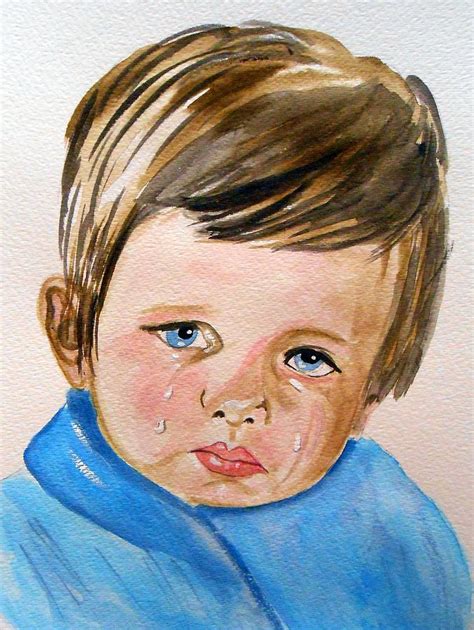 Crying Blue Boy Painting By Rita Drolet
