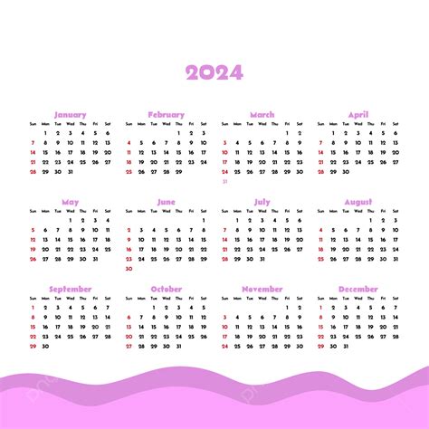 Calendario Morado 2024 Png Dibujos 2024 Calendario Año Nuevo Png Y
