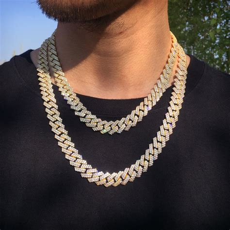 12mm Iced Cz Out Cuban Link Chain White Gold Stainless Steel Hip Hop Jewelry Ebay