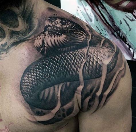 3d Snake Crazy Mens Shoulder Tattoos Tatoveringer Pinterest Mens
