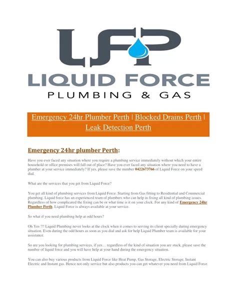 Ppt Emergency 24hr Plumber Perth Blocked Drains Perth Leak