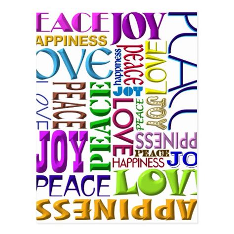 Peace Joy Love Happiness Postcard Zazzle
