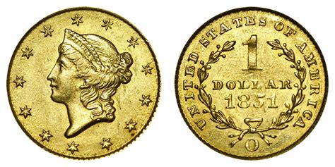 1851 O Liberty Head Gold Dollars Type 1 Early Gold Dollar Value And Prices