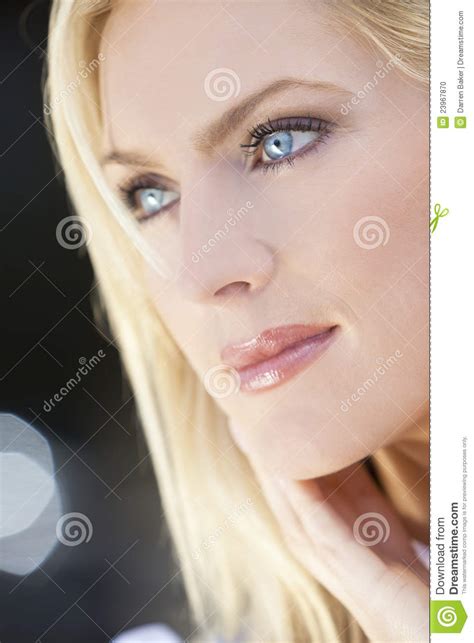 Portrait Of Beautiful Blond Woman With Blue Eyes Stock Photo Image 23967870