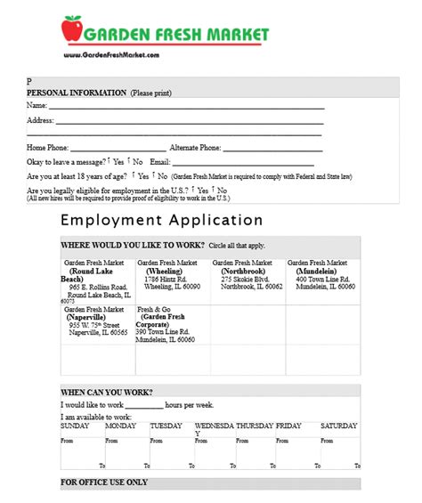 Garden Fresh Market Job Application Form Lets Apply