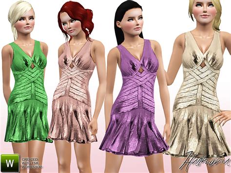 The Sims Resource Figure Hugging Metallic Bandage Dress