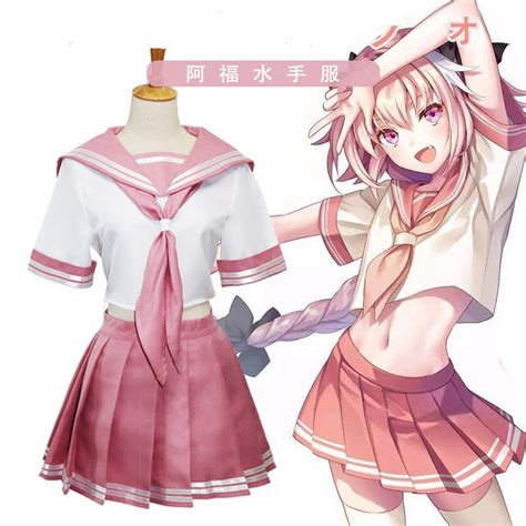 Adult Women Fate Anime Cosplay Pink Sailor Outfit Tops