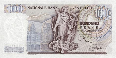 100 Belgian Francs Banknotes Foreign Currency