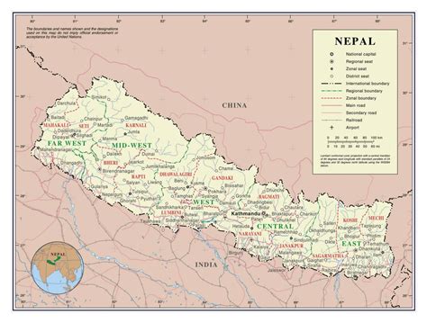 large detailed political and administrative map of nepal with roads railroads major cities and