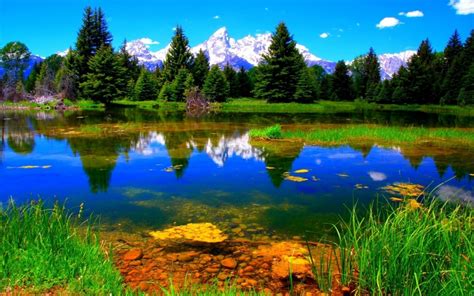 Green Mountains Clouds Landscapes Nature Trees Colorful