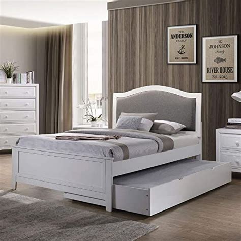 Benjara Transitional Twin Bed With Camelback Design Padded Headboard