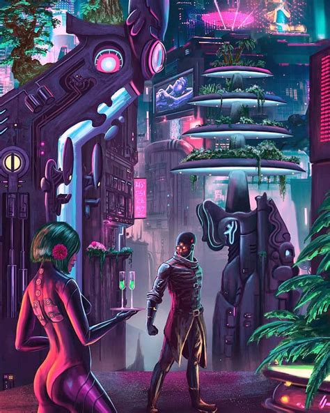 Futuristic Art Retro Future Cyberpunk Life In The Future