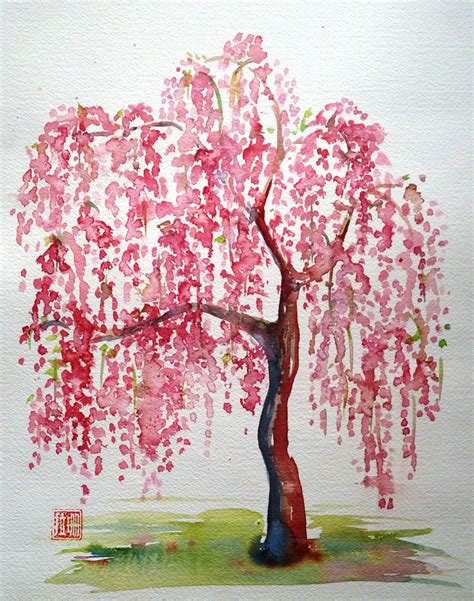Cherry Blossom Tree Cherry Blossom Watercolor Painting Pink Art Print