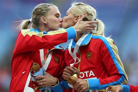 Russian Sprinter Says Her Kissing Teammate Had Nothing To Do With Gay