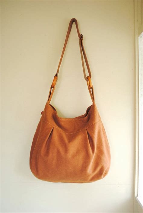 Large Slouch Cross Body Hobo Bag Tan Brown Pleated Tote